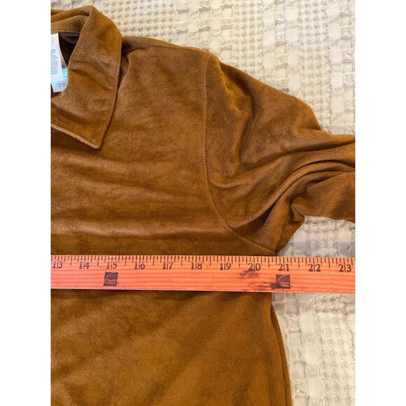 Liz Claiborne Top Faux Suede Shirt Size Large Brown Rodeo Country Western - Picture 8 of 9
